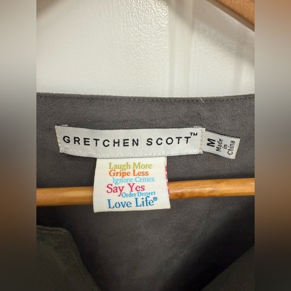 Women’s Gretchen Scott Gray Shift Faux Suede Dress Size M Comfy Casual - Picture 3 of 7